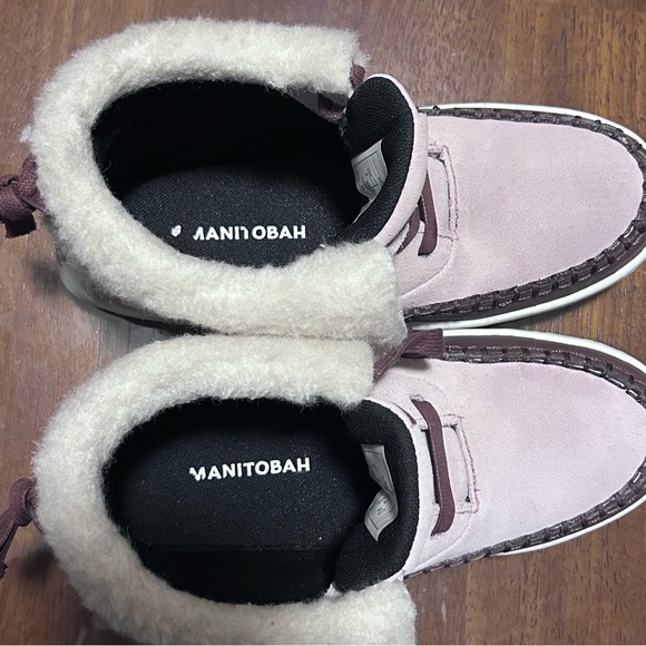 NEW Manitobah MUK LUKS Skoden Leather Shearling Ankle Boots Brown Pink Women 6 - Picture 9 of 12